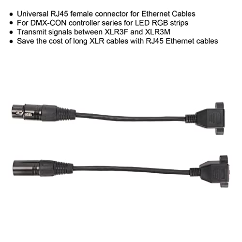Heimp 1 пар XLR3 до мрежен кабел RJ45, професионален 3 пински Femaleенски XLR мрежен кабел за продолжување на кабелот, приклучок и игра, за LED