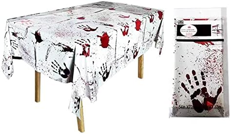 1 п.п. Ноќта на вештерките Крвава табела за покривање, 54х72 инчи рачни отпечатоци од табелата за еднократна употреба на табели, гаден тематски