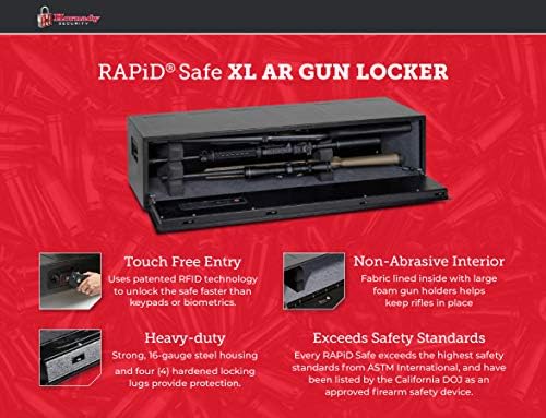 Hornady Rapid Safe AR Punch Locker со RFID Touch Free Влегување и брз безбеден ноќен чувар - безбеден пиштол за ноќна мерка