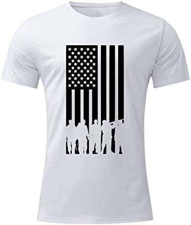 Вклучени кошули за мажи кратки ракави Американски знаме печатени кошули лабава вклопена екипаж блуза летни маици врвови врвови
