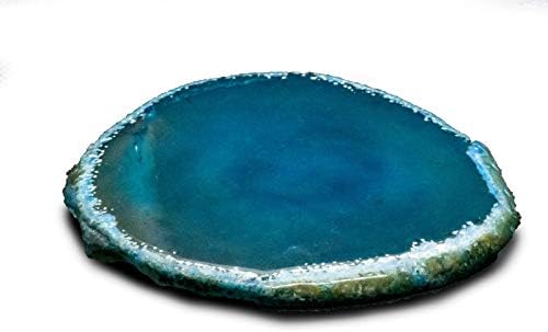 Сина Камена Подлога-Природна Подлога Од 3,5-4 Инчи Обоена Кристална Чаша-Подлога За Чаши За Пијалоци - Сини Стаклени Подлоги
