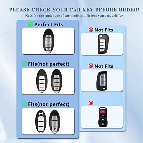 Yqduvney клуч за клучеви за Nissan Black Key Cound со ланец на клучеви за Maxima, Rogue, Armada, Pathfinder, Versa Smart Key Fit 5 Fobs Fob.