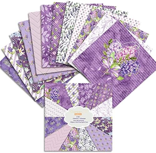 24 листови 6 x6 хартија виолетова цветна пакет образец креативна струја за хартија за хартија рачно изработена занаетчиска занаетчиска
