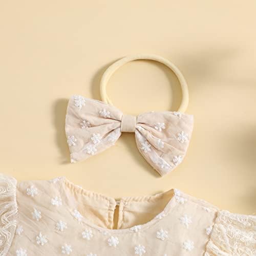 Bemeyourbbs симпатична облека за девојче девојче руфла краток ракав чипка ромпер фустан новороденче бохо летна облека