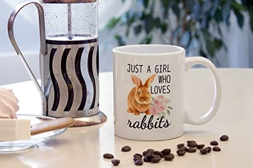 Дотаин само девојка која сака зајаци керамичка кригла - 11 унци симпатична каваи цветни зајаци кафе млеко чај чаша чаша чаша, смешни