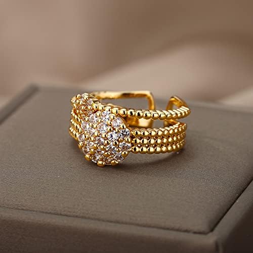 Оилма циркон круг Отворени прстени за жени кристално злато прсти прилагодлив прстен за венчавки за вineубените накит-89980