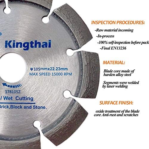 Kingthai 4 инчен ласерски заварен пукнатина постепена точка на точката дијамантска сечило за отстранување на бетонски малтер