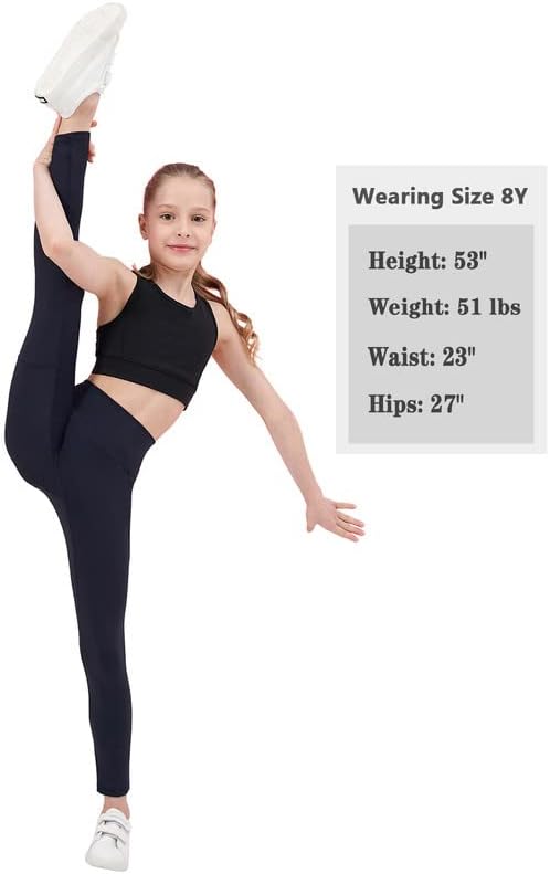 Атлетски хеланки на девојчиња со џебови младински компресивни танцувања по хулахопки јога панталони нема предна цвест