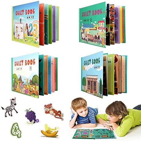 Цикапу 4 Пак Учење во предучилишна возраст Тивка книга за мали деца, играчки за активности во Монтесори, зафатена книга, играчка за едукативно