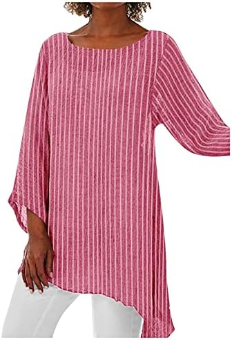 Women'sенски врвови со долги ракави плус печатење со големина на ленти за лабава кошула Врвови на кошула Неправилни врвови на блузи од