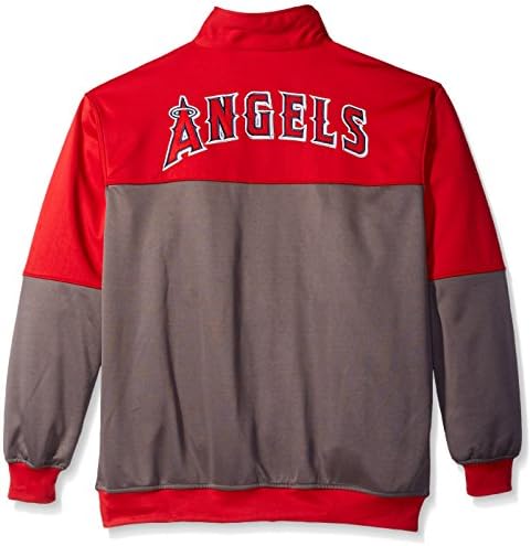 Профил Биг и висок МЛБ Лос Анџелес Ангели Машко поли руно јакна јакна со лого на Wordmark, 5x, црвена/сива боја
