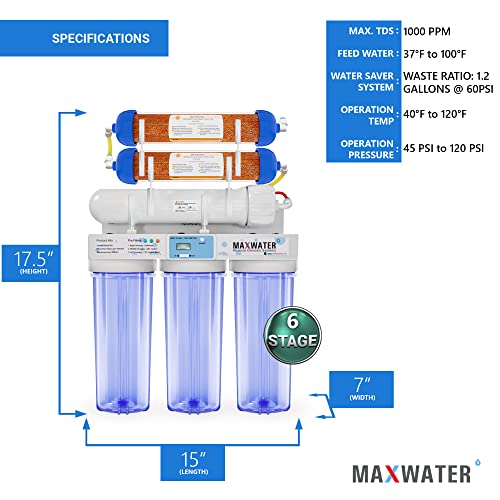 Макс Вода 6 Фаза 100 ГПД РОДИ Систем За Филтрирање На Вода + Дигитален Тдс Метар За Аквариум