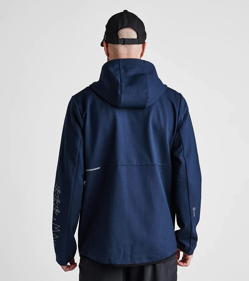 Roark Run Amok El Morro Fleece Hoodie, долг ракав, zip up Running & вежба за вежбање за мажи, црно