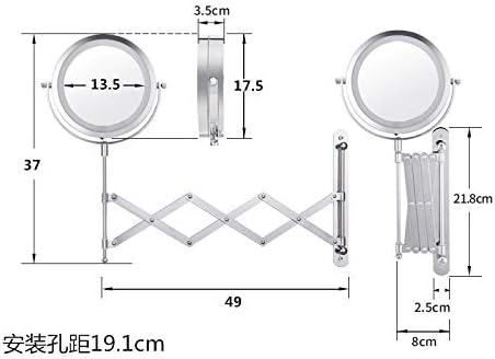 Огледало за шминка WPYYI, LED Extendable Cosmetic Wallидно огледало со дијаметар 17,5 см