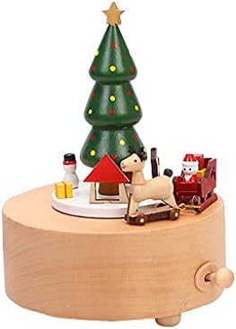 HGVVNM Дрвена музичка кутија Божиќна забава Божиќно дрво Карусел музички кутии Подарок Божиќ