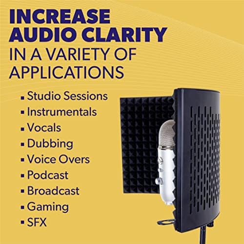 Auphonix Pro Microphone Shock Shock Mount и Audio Shield Shield Audio Set - Компатибилен w/Blue Yeti, Snowboll & Pro микрофони. Рефлексија филтер за снимање - опрема за микро студио