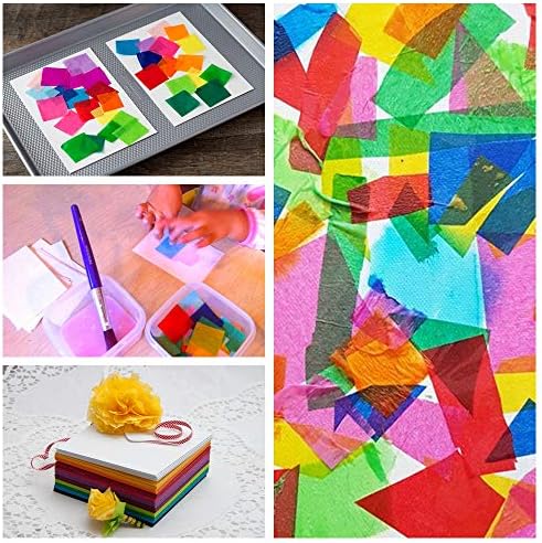 Exquiss 2400 листови ткиво хартија квадрати 3 инчи рефус 24 бои за уметнички занаетчиски занаетчиски уметнички деца занает DIY занаетчиски пронаоѓања