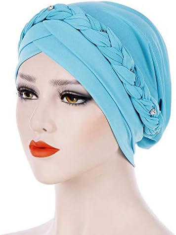 Womenените цврсти претходно врзани искривени плетани хауби -капаче капаче за завиткување хемо пациент со губење на косата гроздобер капа за спиење