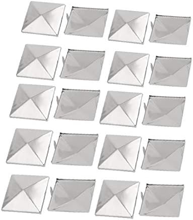 X-Dree 20pcs 35mm квадратни во форма на хартија Бред сребрен тон за сноп-книги DIY занает (20 парчиња 35мм А форма di Quadrato di Carta Brad