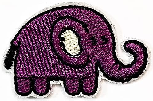 HHO Patch Set 3 парчиња. Мини бебе виолетова слон цртан филм за крпење слон везено железо на закрпи за шиење на значки за лепенки за облека за облека со ракчиња фармерки ка