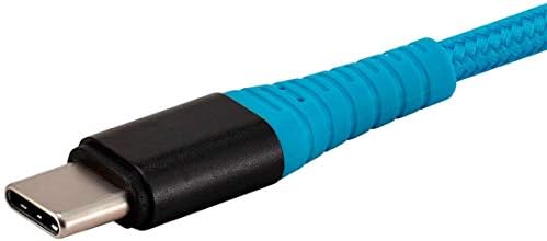 Monoprice најлон плетенка USB C до USB A 2.0 кабел - 3 стапки - сина | Тип Ц, трајно, брзо полнење за Samsung Galaxy S10/ Note 8,