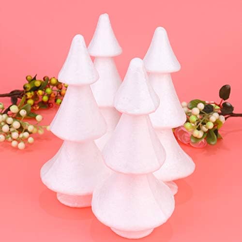Амосфун 4 парчиња пена Мала биро украси за новогодишна елка формираат бели конуси за занаети за DIY Божиќ