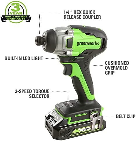 GreenWorks 24v Brushless Вежба/Возач + Возач На Удар, 24v Brushless Reciprocation Пила 2ah USB Батерија И Полнач Вклучени