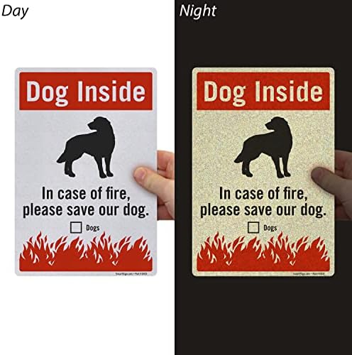 SmartSign „Куче внатре - во случај на пожар, зачувајте го нашето куче“ етикета за спасување на миленичиња, еден 3,75 x5.5 и