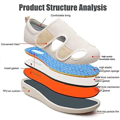 ZBJH Екстра широки дијабетични чевли со отечени нозе широко вклопуваат со голема големина артритис едем нозе обувки за дишење лесни чевли