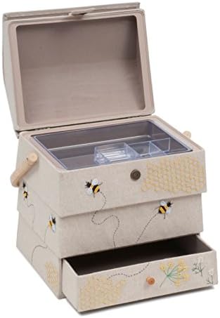 Хоби подарок Новист за шиење занаетчиска кутија за чување хоби, извезена, пчела кошница со фиока