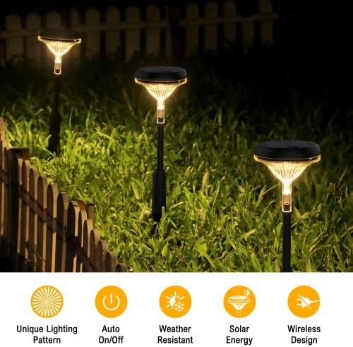Светла со соларна патека на отворено, соларни светла на отворено декоративни 3 светлосни режими водоотпорни светли LED градинарски светла,