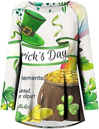 Појавување на кошулите на денот на Денот на Свети Патис, туниките за жени да носат со хеланки ирски зелени маички за празници