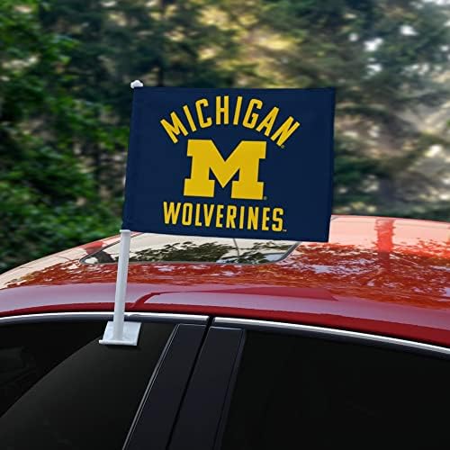 Знаме на камиони со лого на автомобил на Универзитетот во Мичиген Волверинс со клип за прозорци на држачот на пол
