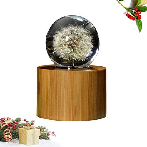 N/A Crystal Musical Box Real Smigers Dandelion Ball Music Box занаети украс со дрвена база за роденденски подарок за денот на вinesубените