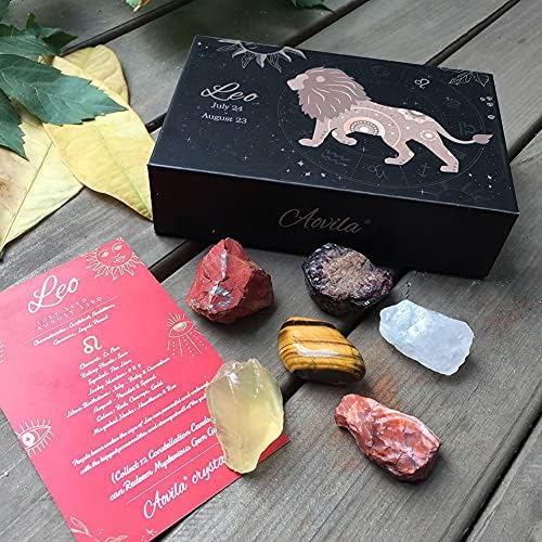Gxo Beauty Leo Crystal подарок - Збир на камења за хороскопски знаци, 6 парчиња астрологија заздравувачки кристали комплет за родилки со