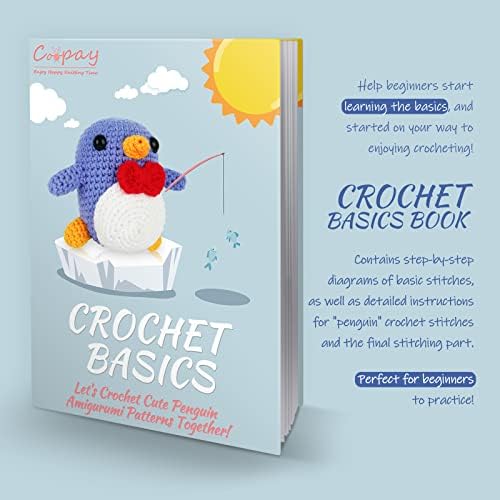 Coopay Почетници Капчиња Комплет За Пингвин , Полесно Crochet Amigurumi Комплет Со Инструкции &засилувач; Лесен Peasy Предиво, Капчиња