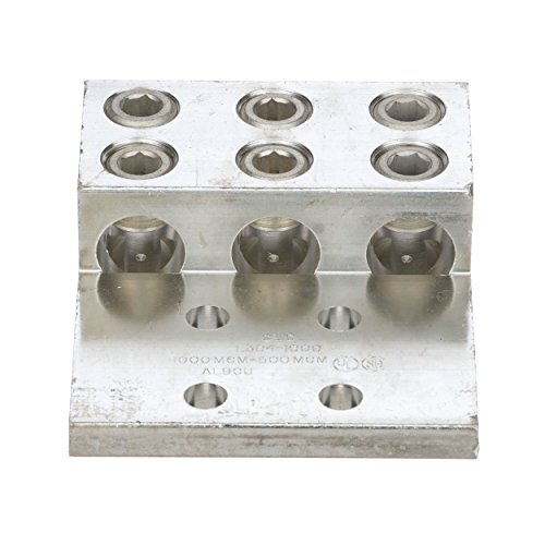 Panduit LAM3LD1000-121Y Three Barrel Lug, Four Hole, 500 kcmil - 1000 kcmil Conductor Size Range, 1/2 Stud Hole Size, 1.75 Stud Hole Spacing,