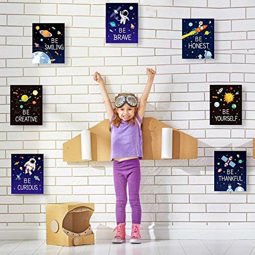 9 парчиња вселенски wallидни отпечатоци Неискрени вселенски инспиративни постери 8 x 10 инчи планета мотивациски цитат слики за игротека