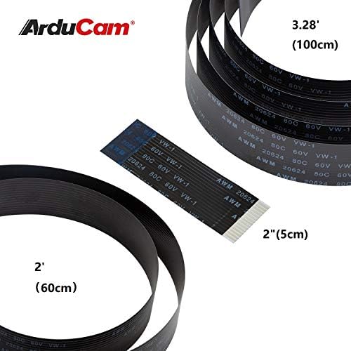 Arducam for Raspberry Pi Camera Ribbon Flex Extension Cable Set, 2 ”23,62” 39,37 ”за Raspberry Pi, црна