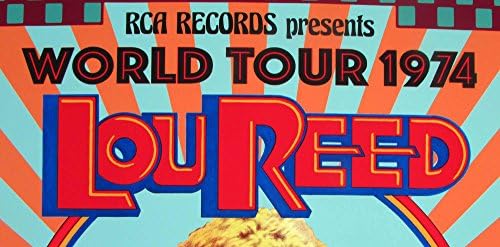 Лу Рид 1974 година Сали не може да танцува светска турнеја постер Нов рачно потпишан од Дејвид Бирд вклучува ЦОА