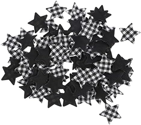 Buffalo Plaid Star star Star Flatback: копче покриено со ткаенина 100 парчиња, Божиќни занаетчиски копчиња за записи за DIY занаетчиски обетки