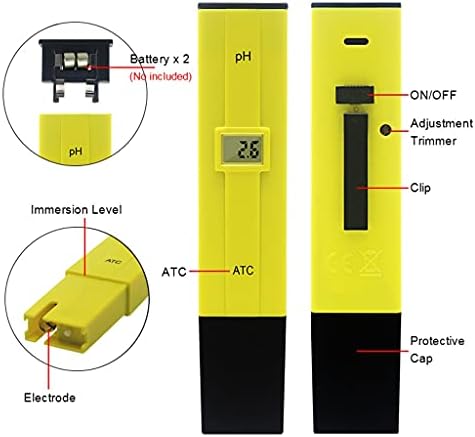 Zyzmh Дигитален pH мерач на вода Тестер Пен 0-14 pH висока точно точно за аквариум почва храна лабораторија за храна PH монитор АТЦ преносен