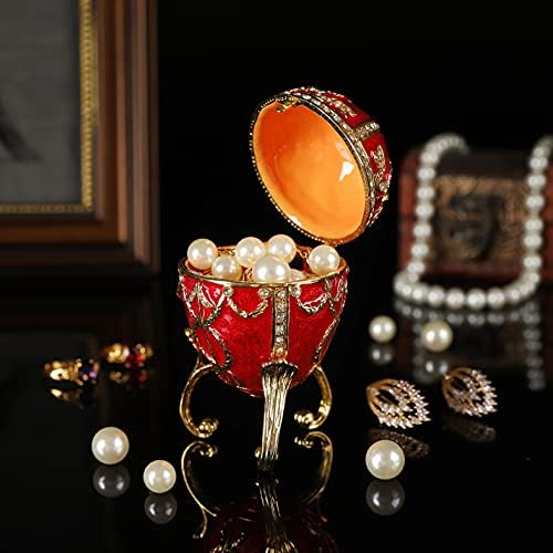 Qifu Faberge јајце серија рачно насликана кутија за накит со богата емајл и пенливи rhinestones Единствен подарок за велигденски ден