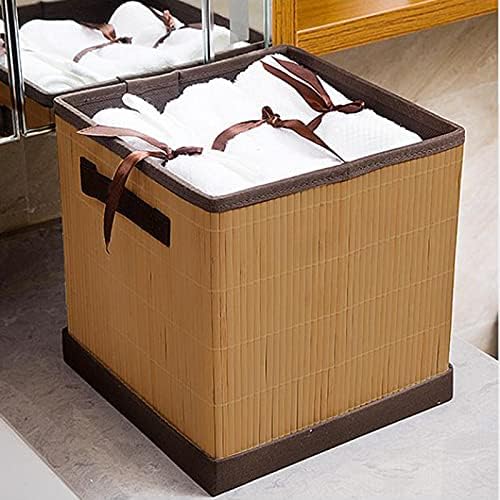 Бамбус корпа за складирање со рачки за носење, преносна кутија за складирање за возрасни деца што треба да ги користат, кутии за складирање
