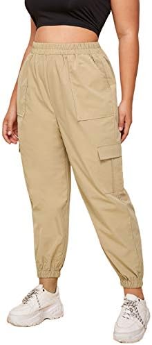 PumyRocks женски плус големина еластични панталони за половината кои работат џогер џемпери со џебови