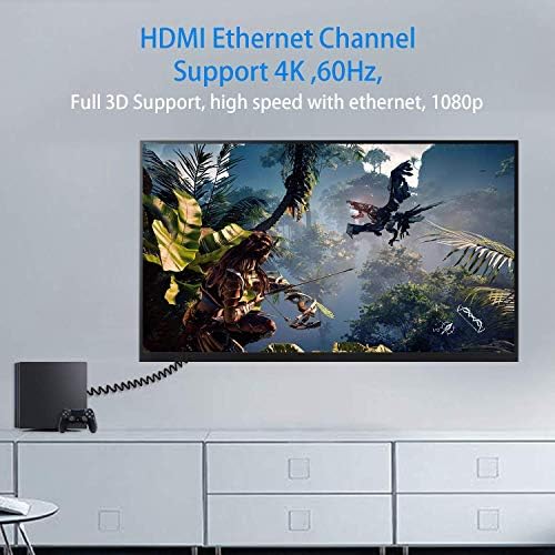 Duttek 4K HDMI кабел, HDMI до HDMI кабел, екстремен тенок лев агол HDMI машки до машки екстендер кабел за 3D и 4K Ultra HD TV