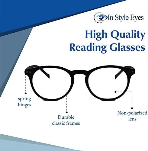 Во Стил Очи Флексибилни Читатели Очила За Читање-Целосна Рамка, Класична Тркалезна Лесна Рамка-Неполаризирана Леќа