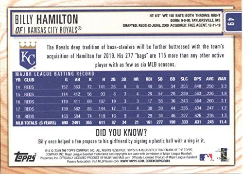 2019 Топс Голема лига 49 Били Хамилтон Канзас Сити Ројалс МЛБ Бејзбол Трговска картичка