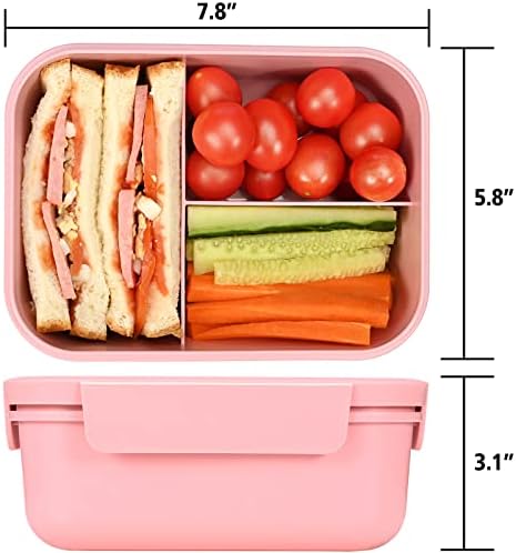 Yookee Home Bento Box for Kids, протекно-доказ за еднократно торбички за закуски, Loncheras para niños 3 прегради контејнер за ручек
