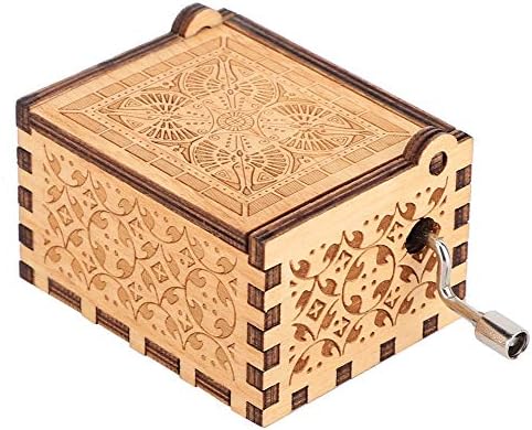 Hztyyier дрвена музичка кутија рачна рачна врежана гроздобер механизам музичка кутија за домашни украси подароци за роденден Кристама
